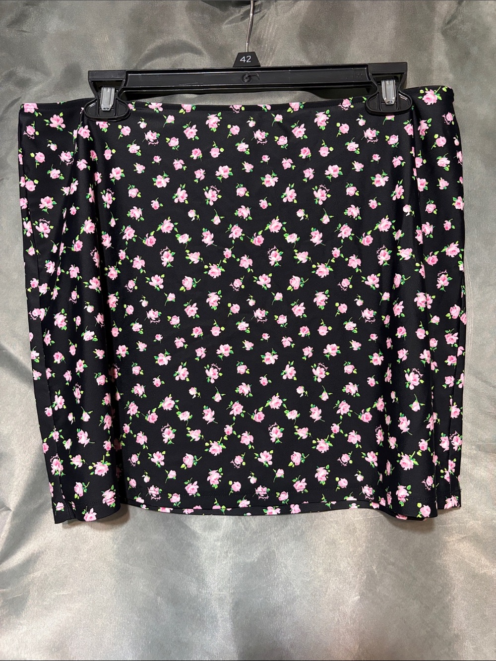 PINK Victoria's Secret Black Mini Skirt with Pink Floral Print
